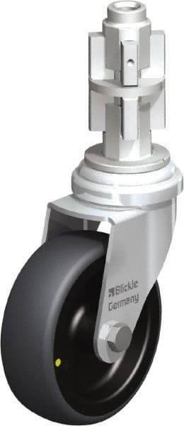 Blickle - 3" Diam x 63/64" Wide x 4" OAH Metal Expander Mount Swivel Caster - Rubber Elastomer (TPE), 110 Lb Capacity, Plain Bore Bearing, Metal Expander Stem - Americas Industrial Supply