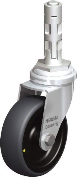 Blickle - 3" Diam x 63/64" Wide x 4" OAH Metal Expander Mount Swivel Caster - Rubber Elastomer (TPE), 110 Lb Capacity, Plain Bore Bearing, Metal Expander Stem - Americas Industrial Supply