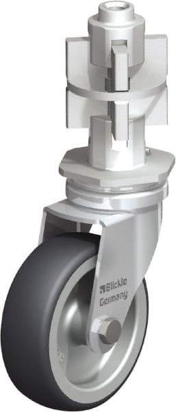 Blickle - 3" Diam x 63/64" Wide x 4" OAH Metal Expander Mount Swivel Caster - Rubber Elastomer (TPE), 165 Lb Capacity, Plain Bore Bearing, Metal Expander Stem - Americas Industrial Supply