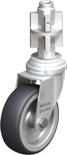 Blickle - 3" Diam x 63/64" Wide x 4" OAH Metal Expander Mount Swivel Caster - Rubber Elastomer (TPE), 165 Lb Capacity, Plain Bore Bearing, Metal Expander Stem - Americas Industrial Supply