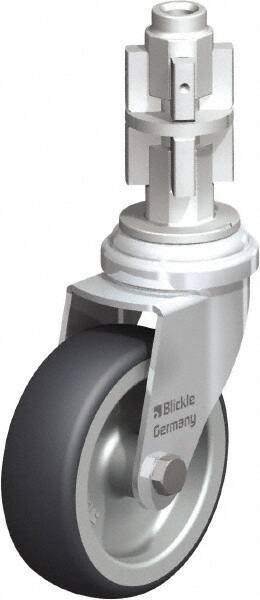 Blickle - 3" Diam x 63/64" Wide x 4" OAH Metal Expander Mount Swivel Caster - Rubber Elastomer (TPE), 165 Lb Capacity, Plain Bore Bearing, Metal Expander Stem - Americas Industrial Supply