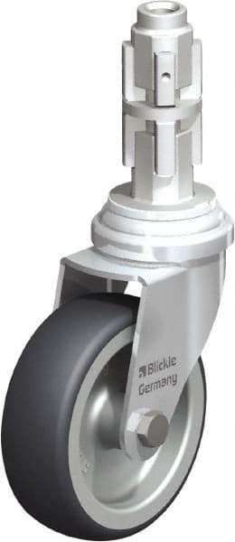Blickle - 3" Diam x 63/64" Wide x 4" OAH Metal Expander Mount Swivel Caster - Rubber Elastomer (TPE), 165 Lb Capacity, Plain Bore Bearing, Metal Expander Stem - Americas Industrial Supply