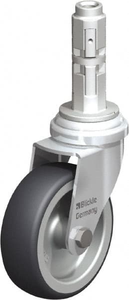 Blickle - 3" Diam x 63/64" Wide x 4" OAH Metal Expander Mount Swivel Caster - Rubber Elastomer (TPE), 165 Lb Capacity, Plain Bore Bearing, Metal Expander Stem - Americas Industrial Supply