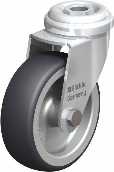 Blickle - 3" Diam x 63/64" Wide x 3-55/64" OAH Hollow Kingpin Mount Swivel Caster - Rubber Elastomer (TPE), 165 Lb Capacity, Plain Bore Bearing, Hollow Kingpin Stem - Americas Industrial Supply