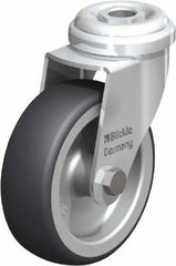 Blickle - 3" Diam x 63/64" Wide x 3-55/64" OAH Hollow Kingpin Mount Swivel Caster - Rubber Elastomer (TPE), 165 Lb Capacity, Plain Bore Bearing, Hollow Kingpin Stem - Americas Industrial Supply