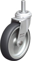 Blickle - 4" Diam x 63/64" Wide x 4-3/4" OAH Stem Mount Swivel Caster - Rubber Elastomer (TPE), 154 Lb Capacity, Plain Bore Bearing, 3/8 x 1-13/16" Threaded Stem - Americas Industrial Supply