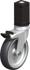 Blickle - 4" Diam x 63/64" Wide x 4-7/8" OAH Stem Mount Swivel Caster with Brake - Rubber Elastomer (TPE), 154 Lb Capacity, Plain Bore Bearing, Square Stem - Americas Industrial Supply