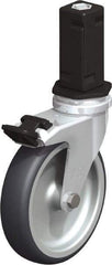 Blickle - 4" Diam x 63/64" Wide x 4-7/8" OAH Stem Mount Swivel Caster with Brake - Rubber Elastomer (TPE), 154 Lb Capacity, Plain Bore Bearing, Square Stem - Americas Industrial Supply