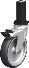 Blickle - 4" Diam x 63/64" Wide x 4-7/8" OAH Stem Mount Swivel Caster with Brake - Rubber Elastomer (TPE), 154 Lb Capacity, Plain Bore Bearing, Square Stem - Americas Industrial Supply