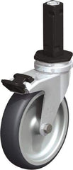 Blickle - 4" Diam x 63/64" Wide x 4-7/8" OAH Stem Mount Swivel Caster with Brake - Rubber Elastomer (TPE), 154 Lb Capacity, Plain Bore Bearing, Square Stem - Americas Industrial Supply