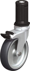 Blickle - 4" Diam x 63/64" Wide x 4-7/8" OAH Stem Mount Swivel Caster with Brake - Rubber Elastomer (TPE), 154 Lb Capacity, Plain Bore Bearing, Round Stem - Americas Industrial Supply