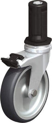 Blickle - 4" Diam x 63/64" Wide x 4-7/8" OAH Stem Mount Swivel Caster with Brake - Rubber Elastomer (TPE), 154 Lb Capacity, Plain Bore Bearing, Round Stem - Americas Industrial Supply