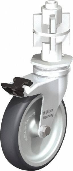 Blickle - 4" Diam x 63/64" Wide x 4-7/8" OAH Metal Expander Mount Swivel Caster with Brake - Rubber Elastomer (TPE), 154 Lb Capacity, Plain Bore Bearing, Metal Expander Stem - Americas Industrial Supply