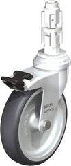 Blickle - 4" Diam x 63/64" Wide x 4-7/8" OAH Metal Expander Mount Swivel Caster with Brake - Rubber Elastomer (TPE), 154 Lb Capacity, Plain Bore Bearing, Metal Expander Stem - Americas Industrial Supply
