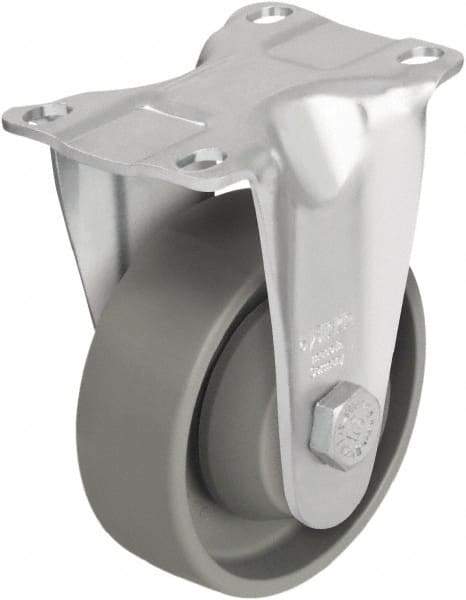 Blickle - 3-1/2" Diam x 1-1/4" Wide x 4-11/16" OAH Top Plate Mount Rigid Caster - Impact-Resistant Nylon, 400 Lb Capacity, Ball Bearing, 3-5/8 x 2-1/2" Plate - Americas Industrial Supply