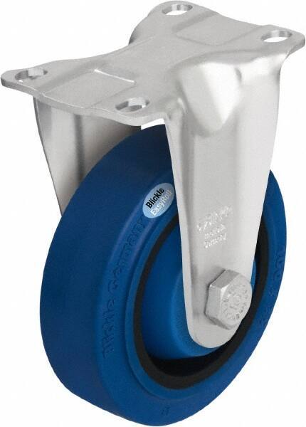 Blickle - 5" Diam x 1-3/8" Wide x 6-1/8" OAH Top Plate Mount Rigid Caster - Solid Rubber, 400 Lb Capacity, Ball Bearing, 3-5/8 x 2-1/2" Plate - Americas Industrial Supply