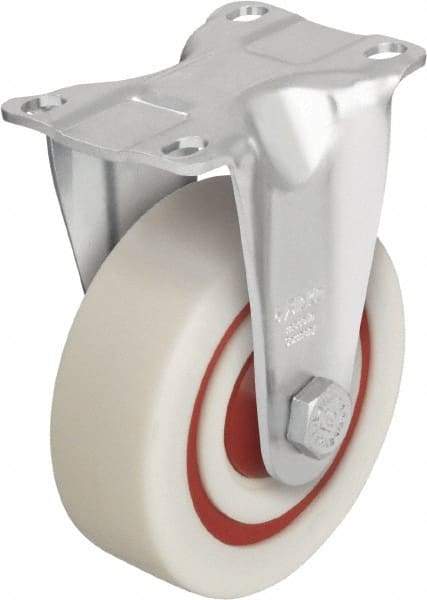 Blickle - 5" Diam x 1-3/8" Wide x 6-1/8" OAH Top Plate Mount Rigid Caster - Impact-Resistant Nylon, 400 Lb Capacity, Ball Bearing, 3-5/8 x 2-1/2" Plate - Americas Industrial Supply