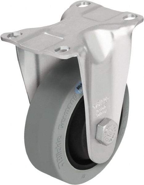 Blickle - 4" Diam x 1-3/8" Wide x 5-1/8" OAH Top Plate Mount Rigid Caster - Solid Rubber, 400 Lb Capacity, Ball Bearing, 3-5/8 x 2-1/2" Plate - Americas Industrial Supply