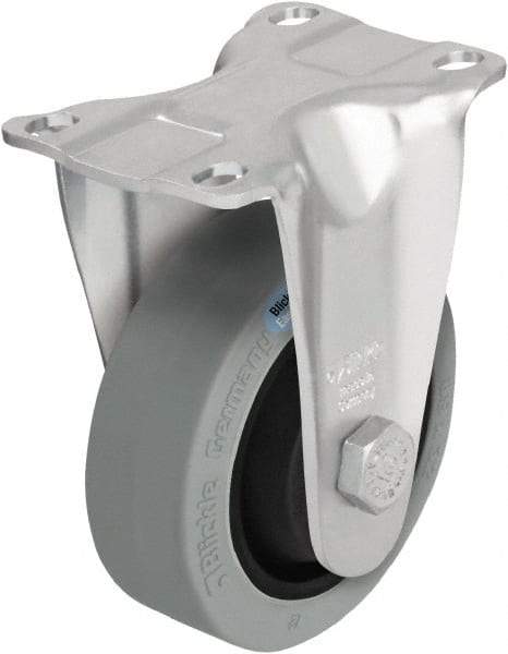 Blickle - 3-1/2" Diam x 1-1/4" Wide x 4-11/16" OAH Top Plate Mount Rigid Caster - Solid Rubber, 350 Lb Capacity, Ball Bearing, 3-5/8 x 2-1/2" Plate - Americas Industrial Supply