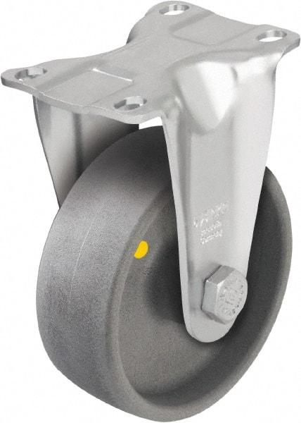 Blickle - 4" Diam x 1-7/16" Wide x 5-1/8" OAH Top Plate Mount Rigid Caster - Impact-Resistant Nylon, 400 Lb Capacity, Plain Bore Bearing, 3-5/8 x 2-1/2" Plate - Americas Industrial Supply