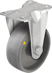 Blickle - 4" Diam x 1-7/16" Wide x 5-1/8" OAH Top Plate Mount Rigid Caster - Impact-Resistant Nylon, 400 Lb Capacity, Plain Bore Bearing, 3-5/8 x 2-1/2" Plate - Americas Industrial Supply