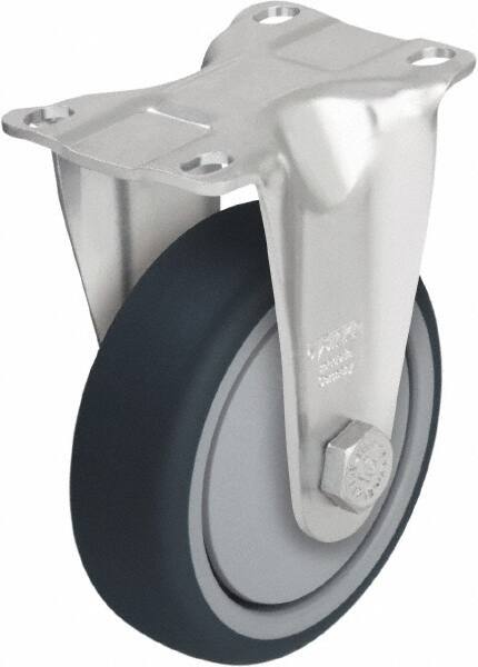Blickle - 4" Diam x 1-1/4" Wide x 5-1/8" OAH Top Plate Mount Rigid Caster - Thermoplastic Polyurethane, 400 Lb Capacity, Ball Bearing, 3-5/8 x 2-1/2" Plate - Americas Industrial Supply