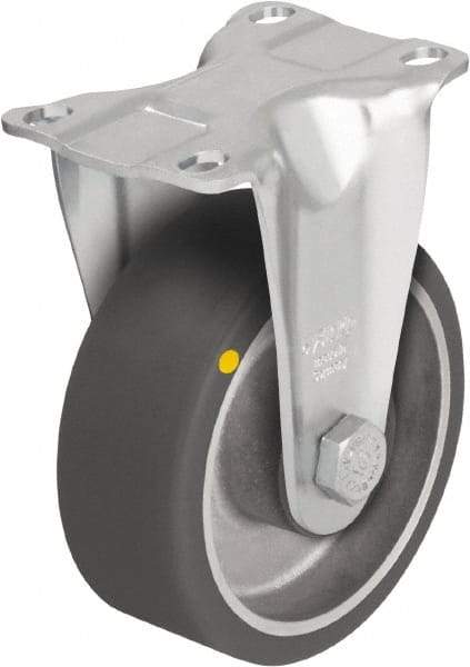 Blickle - 5" Diam x 1-9/16" Wide x 6-1/8" OAH Top Plate Mount Rigid Caster - Polyurethane-Elastomer Blickle Softhane, 400 Lb Capacity, Ball Bearing, 3-5/8 x 2-1/2" Plate - Americas Industrial Supply