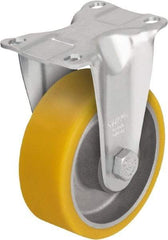 Blickle - 5" Diam x 1-9/16" Wide x 6-1/8" OAH Top Plate Mount Rigid Caster - Polyurethane-Elastomer Blickle Softhane, 400 Lb Capacity, Ball Bearing, 3-5/8 x 2-1/2" Plate - Americas Industrial Supply