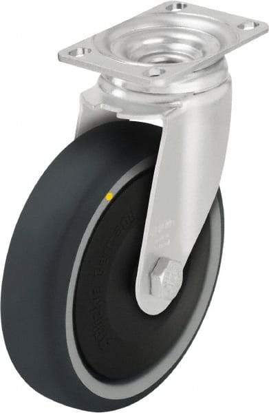 Blickle - 4" Diam x 1-1/4" Wide x 5-1/8" OAH Top Plate Mount Swivel Caster - Thermoplastic Polyurethane, 400 Lb Capacity, Ball Bearing, 3-5/8 x 2-1/2" Plate - Americas Industrial Supply
