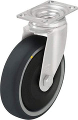 Blickle - 4" Diam x 1-1/4" Wide x 5-1/8" OAH Top Plate Mount Swivel Caster - Thermoplastic Polyurethane, 400 Lb Capacity, Ball Bearing, 3-5/8 x 2-1/2" Plate - Americas Industrial Supply