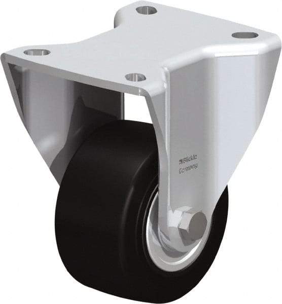 Blickle - 3" Diam x 1-49/64" Wide x 4-23/32" OAH Top Plate Mount Rigid Caster - Solid Rubber, 440 Lb Capacity, Ball Bearing, 3-15/16 x 3-3/8" Plate - Americas Industrial Supply