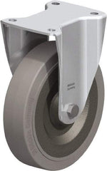 Blickle - 8" Diam x 1-31/32" Wide x 9-41/64" OAH Top Plate Mount Rigid Caster - Solid Rubber, 1,320 Lb Capacity, Ball Bearing, 5-1/2 x 4-3/8" Plate - Americas Industrial Supply