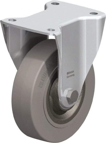 Blickle - 6-1/2" Diam x 1-31/32" Wide x 7-61/64" OAH Top Plate Mount Rigid Caster - Solid Rubber, 990 Lb Capacity, Ball Bearing, 5-1/2 x 4-3/8" Plate - Americas Industrial Supply