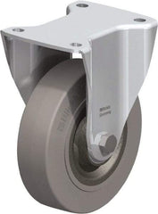 Blickle - 6-1/2" Diam x 1-31/32" Wide x 7-61/64" OAH Top Plate Mount Rigid Caster - Solid Rubber, 990 Lb Capacity, Ball Bearing, 5-1/2 x 4-3/8" Plate - Americas Industrial Supply