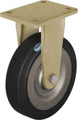 Blickle - 8" Diam x 1-31/32" Wide x 9-41/64" OAH Top Plate Mount Rigid Caster - Solid Rubber, 1,320 Lb Capacity, Ball Bearing, 5-1/2 x 4-3/8" Plate - Americas Industrial Supply