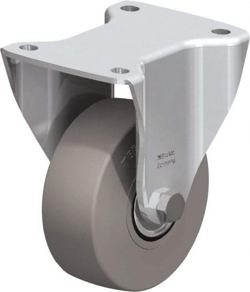 Blickle - 5" Diam x 1-31/32" Wide x 6-11/16" OAH Top Plate Mount Rigid Caster - Solid Rubber, 704 Lb Capacity, Ball Bearing, 5-1/2 x 4-3/8" Plate - Americas Industrial Supply