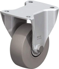 Blickle - 5" Diam x 1-31/32" Wide x 6-11/16" OAH Top Plate Mount Rigid Caster - Solid Rubber, 704 Lb Capacity, Ball Bearing, 5-1/2 x 4-3/8" Plate - Americas Industrial Supply