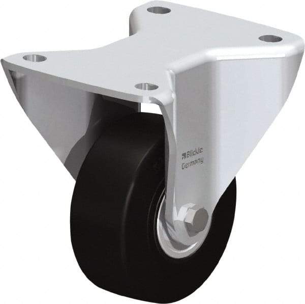 Blickle - 4" Diam x 1-17/32" Wide x 6-1/2" OAH Top Plate Mount Rigid Caster - Solid Rubber, 594 Lb Capacity, Ball Bearing, 5-1/2 x 4-3/8" Plate - Americas Industrial Supply