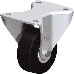 Blickle - 4" Diam x 1-17/32" Wide x 6-1/2" OAH Top Plate Mount Rigid Caster - Solid Rubber, 594 Lb Capacity, Ball Bearing, 5-1/2 x 4-3/8" Plate - Americas Industrial Supply