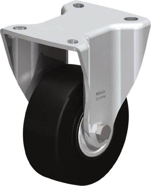 Blickle - 4" Diam x 1-37/64" Wide x 5-1/2" OAH Top Plate Mount Rigid Caster - Solid Rubber, 594 Lb Capacity, Ball Bearing, 3-15/16 x 3-3/8" Plate - Americas Industrial Supply