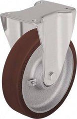 Blickle - 10" Diam x 2-23/64" Wide x 11-39/64" OAH Top Plate Mount Rigid Caster - Polyurethane-Elastomer Blickle Softhane, 1,980 Lb Capacity, Ball Bearing, 5-1/2 x 4-3/8" Plate - Americas Industrial Supply