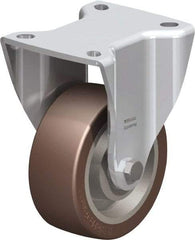 Blickle - 4" Diam x 1-37/64" Wide x 5-1/2" OAH Top Plate Mount Rigid Caster - Polyurethane-Elastomer Blickle Softhane, 880 Lb Capacity, Ball Bearing, 3-15/16 x 3-3/8" Plate - Americas Industrial Supply