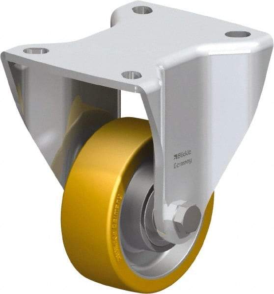 Blickle - 3" Diam x 1-11/64" Wide x 4-23/32" OAH Top Plate Mount Rigid Caster - Polyurethane-Elastomer Blickle Softhane, 396 Lb Capacity, Ball Bearing, 3-15/16 x 3-3/8" Plate - Americas Industrial Supply
