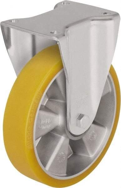 Blickle - 4" Diam x 1-37/64" Wide x 6-1/2" OAH Top Plate Mount Rigid Caster - Polyurethane-Elastomer Blickle Softhane, 550 Lb Capacity, Ball Bearing, 5-1/2 x 4-3/8" Plate - Americas Industrial Supply