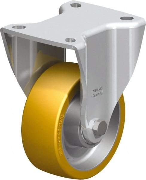 Blickle - 4" Diam x 1-37/64" Wide x 5-1/2" OAH Top Plate Mount Rigid Caster - Polyurethane-Elastomer Blickle Softhane, 550 Lb Capacity, Ball Bearing, 3-15/16 x 3-3/8" Plate - Americas Industrial Supply