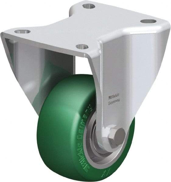 Blickle - 3" Diam x 1-37/64" Wide x 4-23/32" OAH Top Plate Mount Rigid Caster - Polyurethane-Elastomer Blickle Softhane, 506 Lb Capacity, Ball Bearing, 3-15/16 x 3-3/8" Plate - Americas Industrial Supply