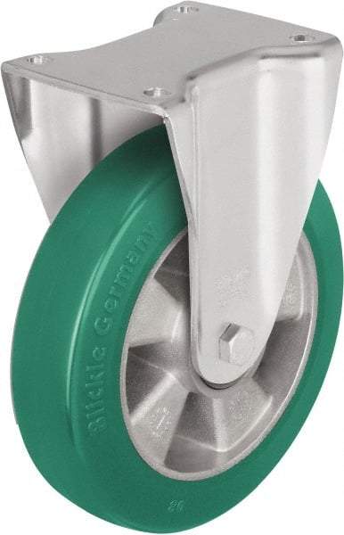 Blickle - 10" Diam x 1-31/32" Wide x 11-39/64" OAH Top Plate Mount Rigid Caster - Polyurethane-Elastomer Blickle Softhane, 1,760 Lb Capacity, Ball Bearing, 5-1/2 x 4-3/8" Plate - Americas Industrial Supply
