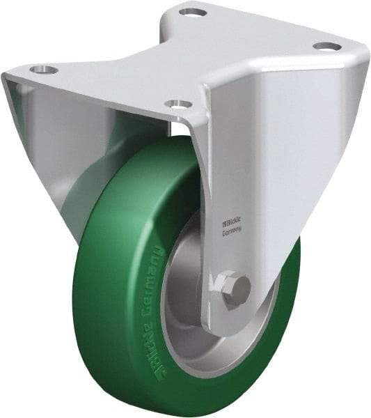 Blickle - 5" Diam x 1-37/64" Wide x 6-1/2" OAH Top Plate Mount Rigid Caster - Polyurethane-Elastomer Blickle Softhane, 770 Lb Capacity, Ball Bearing, 5-1/2 x 4-3/8" Plate - Americas Industrial Supply