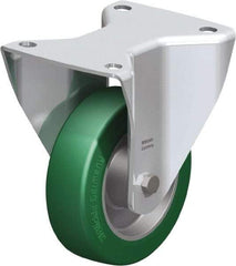 Blickle - 5" Diam x 1-37/64" Wide x 6-1/2" OAH Top Plate Mount Rigid Caster - Polyurethane-Elastomer Blickle Softhane, 770 Lb Capacity, Ball Bearing, 5-1/2 x 4-3/8" Plate - Americas Industrial Supply