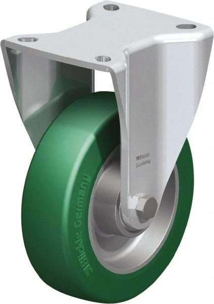 Blickle - 5" Diam x 1-37/64" Wide x 6-1/2" OAH Top Plate Mount Rigid Caster - Polyurethane-Elastomer Blickle Softhane, 770 Lb Capacity, Ball Bearing, 3-15/16 x 3-3/8" Plate - Americas Industrial Supply